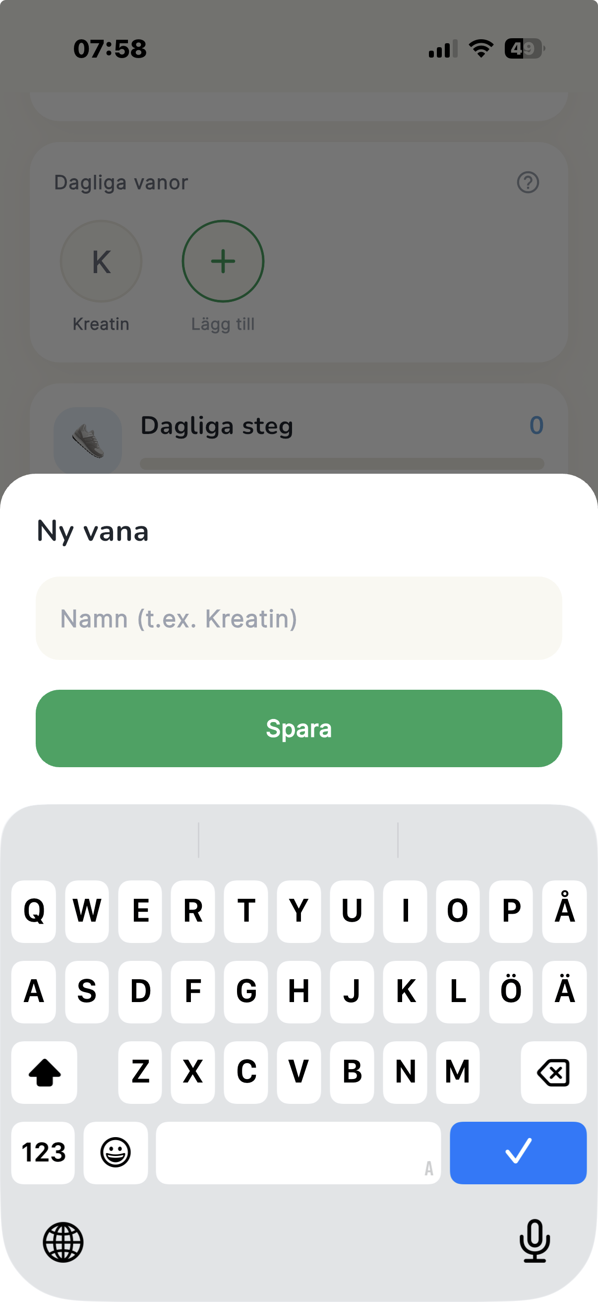 Dagliga vanor på Morots hemskärm